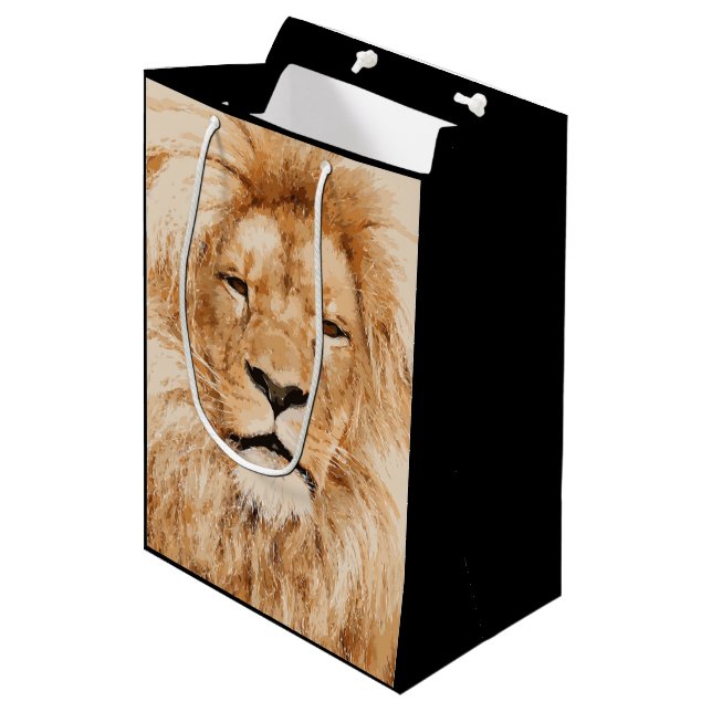 SAC CADEAU MOYEN LION PORTRAIT (Devant Angle)