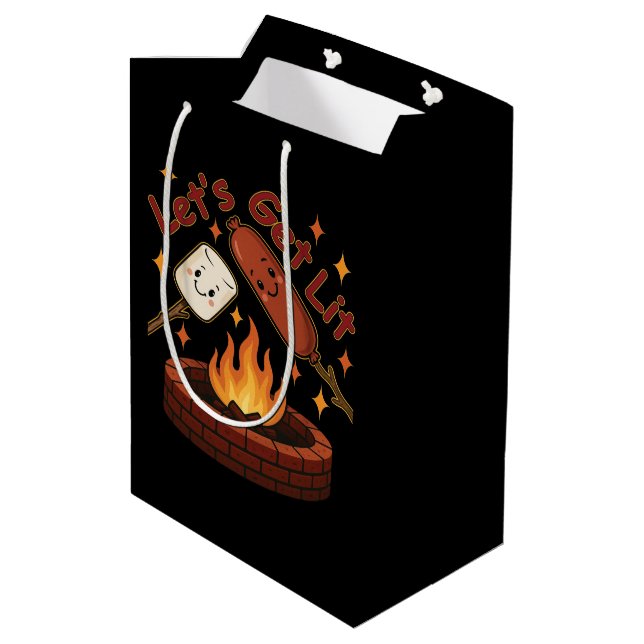 Sac Cadeau Moyen Lit Firepit - mignon Marshmallow & Hot Dog (Dos Angle)