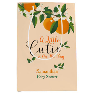 Sac Cadeau Moyen Little Cutie Sur Le Chemin Baby shower Orange