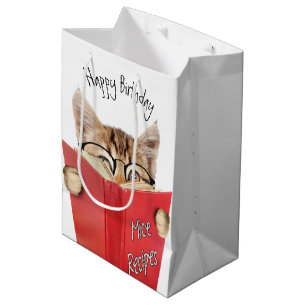 Sac Cadeau Moyen Livre rouge de lecture de chat