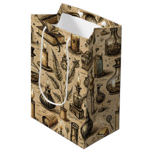 Sac Cadeau Moyen Livres & Bougies de Sorcellerie Vintage Motif