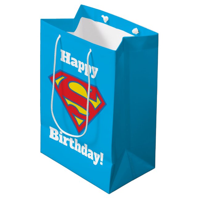 Sac Cadeau Moyen Logo classique Supergirl avec fond bleu (Devant Angle)