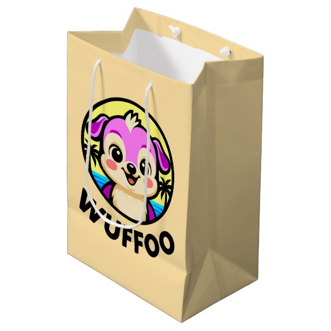 Sac Cadeau Moyen Logo d'animation de Wuffoo Adventures Cute Kawaii  (Devant Angle)