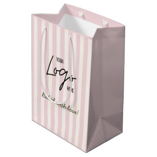 Sac Cadeau Moyen Logo de la boulangerie-café Cute Stripes Bakery Ca