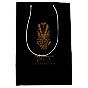 Sac Cadeau Moyen Logo de la boutique de lingerie Golden Glitter Bus