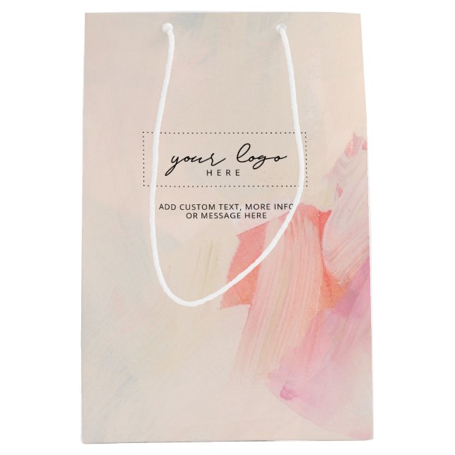 Sac Cadeau Moyen Logo de l'entreprise d'art abstrait rose et corail (Devant)