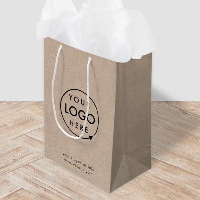 Sac Cadeau Moyen Logo de Rustic Kraft | Business modern natural (
Rustic Kraft company branded gift bags for small business gifting, brand events & promotional swag.)
