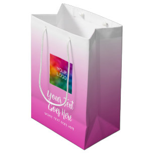 Sac Cadeau Moyen Logo de script manuscrit ici rose modèle personnal