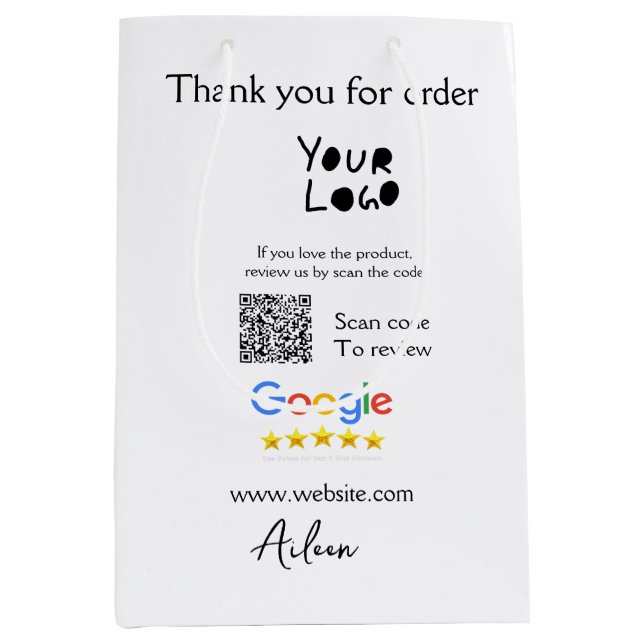 Sac Cadeau Moyen logo de site web d'entreprise de critique Google s (Devant)