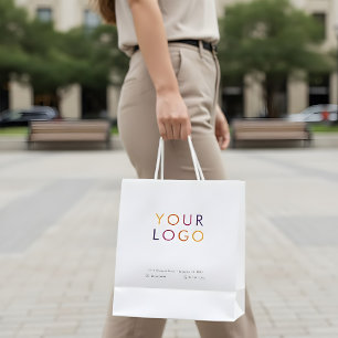 Sac Cadeau Moyen Logo d'entreprise blanc