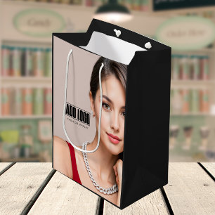 Sac Cadeau Moyen Logo d'entreprise de bijoux de mode beige moderne