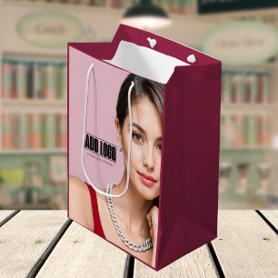 Sac Cadeau Moyen Logo d'entreprise de bijoux de mode rose moderne