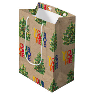 Sac Cadeau Moyen Logo d'entreprise de Noël Arbre de Noël Kraft vint