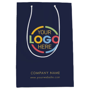Sac Cadeau Moyen Logo d'entreprise moderne Marine Blue Corporate Co