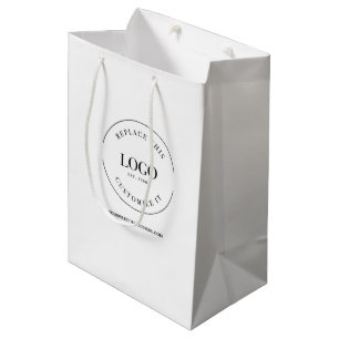 Sac Cadeau Moyen logo d'entreprise personnalisé et site web blanc