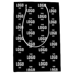 Sac Cadeau Moyen Logo d'entreprise personnalisé – Noir