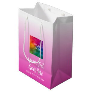 Sac Cadeau Moyen Logo ici rose modèle personnalisé typographie scri