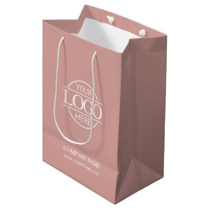 Sac Cadeau Moyen Logo minimaliste de rose poussiéreuse pour entrepr
