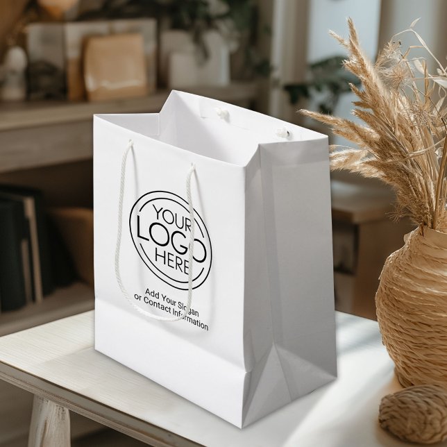 Sac Cadeau Moyen Logo Office Business de base avec informations de  (Custom Gift Bag)