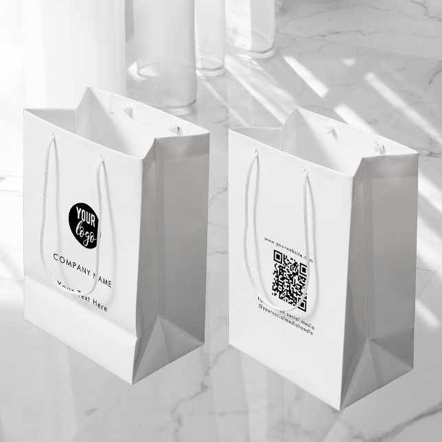 Sac Cadeau Moyen Logo professionnel personnalisé QR Code Social Med (Créateur téléchargé)