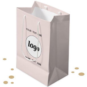 Sac Cadeau Moyen Logo Promotionnel Marque d'entreprise Blush Pink