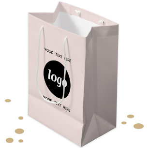 Sac Cadeau Moyen Logo Promotionnel Marque d'entreprise Blush Pink