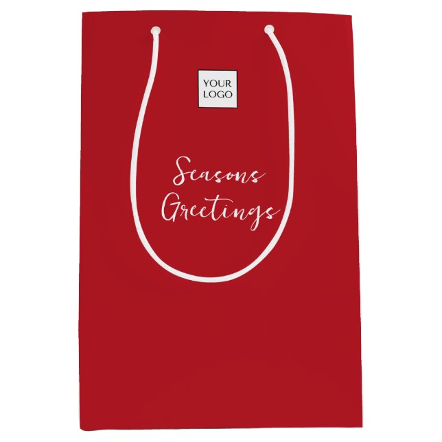 Sac Cadeau Moyen Logo rouge Texte promotionnel Emballage profession (Devant)