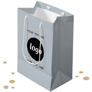 Sac Cadeau Moyen Logo Simple Avec Bleu Entreprise Texte
