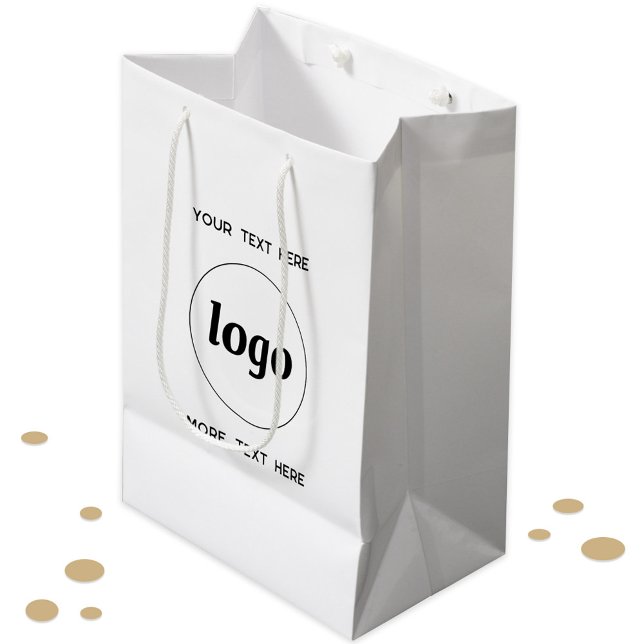 Sac Cadeau Moyen Logo Simple Avec Marque Entreprise Texte (Simple logo and custom text promotional business branding gift or product bag)