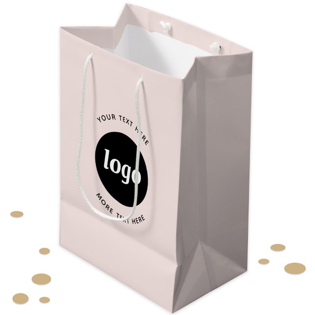 Sac Cadeau Moyen Logo Simple Avec Texte Business Blush Pink (Logo and text business promotional blush pink gift or packaging bag)