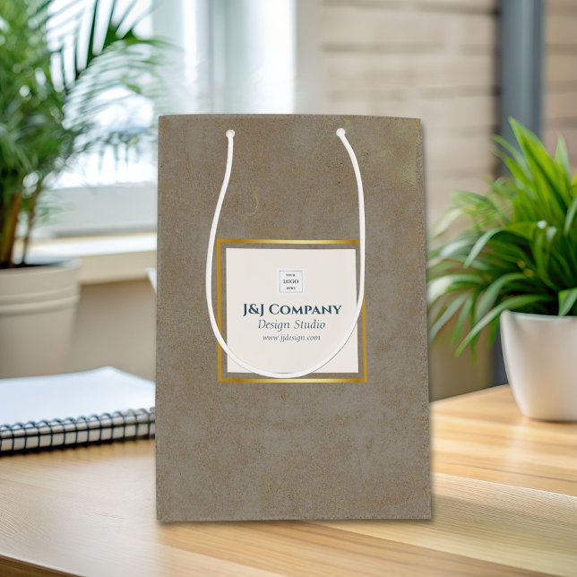Sac Cadeau Moyen Logo tendance Gold Texture (Créateur téléchargé)