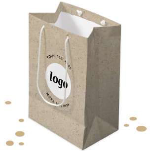 Sac Cadeau Moyen Logo Texte Marque d'entreprise Papier Brown