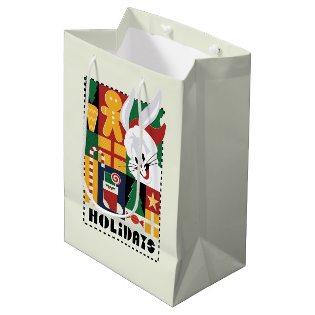 Sac Cadeau Moyen LOONEY TUNES™ BUGS BUNNY™ Holidays Badge (Devant Angle)