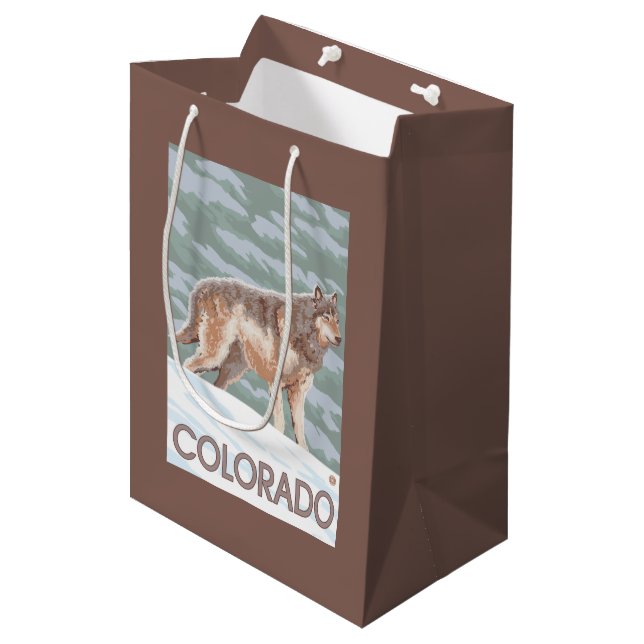 Sac Cadeau Moyen Loup gris StandingColorado (Devant Angle)