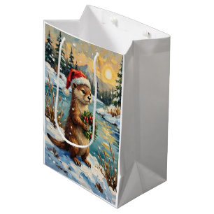Sac Cadeau Moyen Loutre vintage avec couronne de Noël par Frozen
