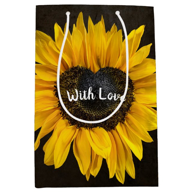 Sac Cadeau Moyen Love Coeur Tournesol (Devant)