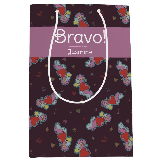 Sac Cadeau Moyen Love Note : Doodles for Music Lovers Pink (Devant)