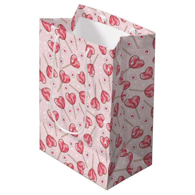 Sac Cadeau Moyen Love Pop Retro Valentine's (Devant Angle)