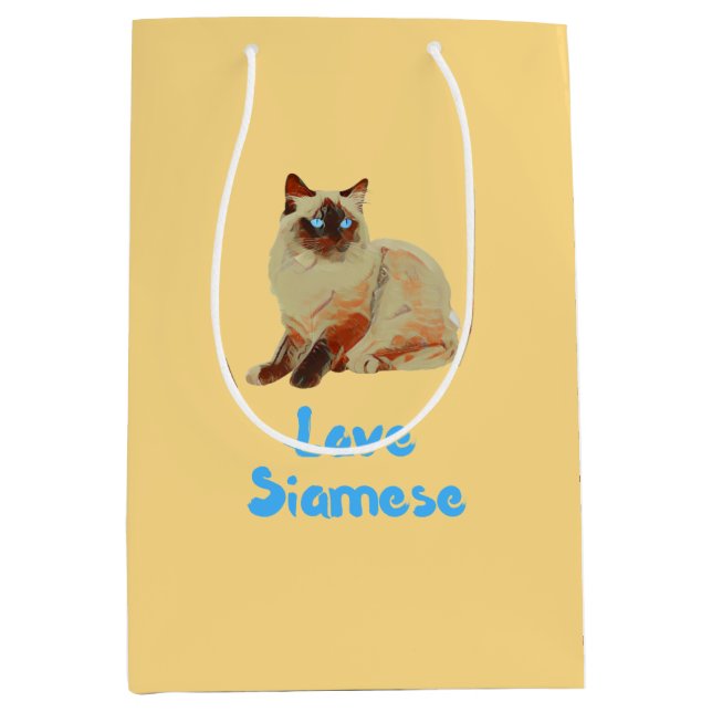 Sac Cadeau Moyen Love Siamese Cats (Devant)