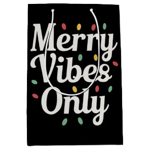 Sac Cadeau Moyen Lumières de Noël de la famille assorties Vibes joy