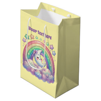 Sac Cadeau Moyen Lune endormie mignonne personnalisable pour filles
