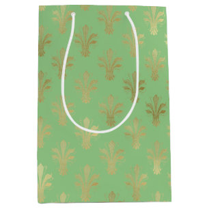 Sac Cadeau Moyen Lux Gold Fleur de Lis et Green Ash