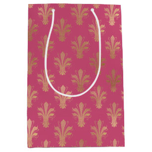 Sac Cadeau Moyen Lux Gold Fleur de Lis et Raspberry Sorbet
