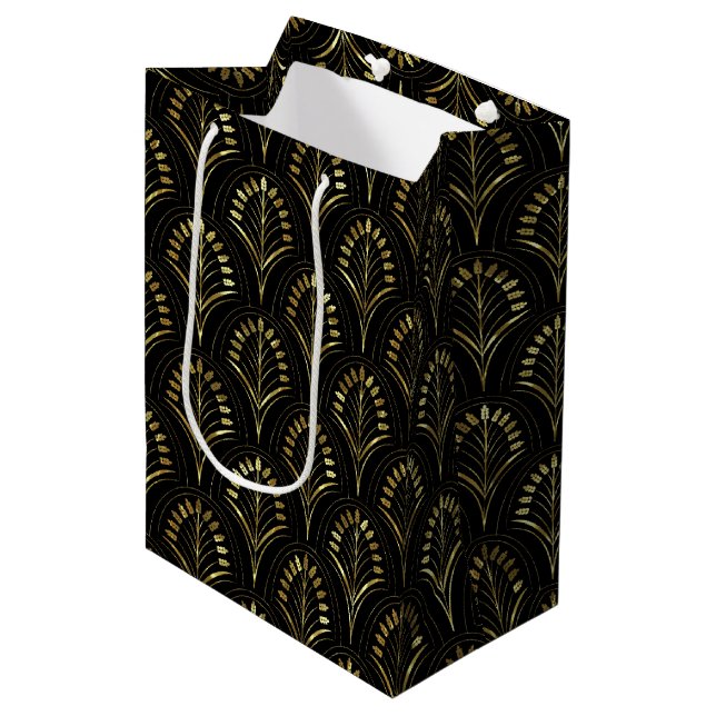 Sac Cadeau Moyen Luxe Gold Art Déco (Devant Angle)