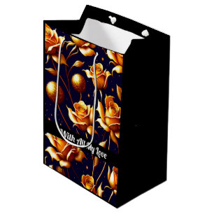 Sac Cadeau Moyen Luxe Gold Boho Rose Collection moderne