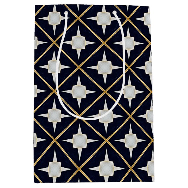 Sac Cadeau Moyen Luxe noir et blanc tendance et élégant (Devant)