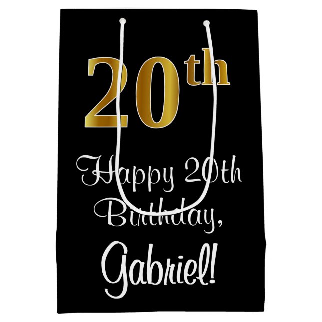 Sac Cadeau Moyen Luxueux, élégant, Faux Gold Look 20e anniversaire (Dos)