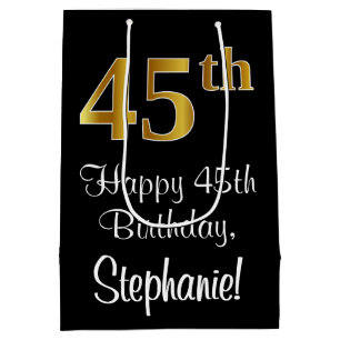 Sac Cadeau Moyen Luxueux, élégant, Faux Gold Look 45e anniversaire