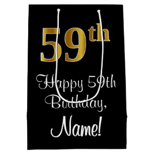 Sac Cadeau Moyen Luxueux, élégant, Faux Gold Look 59e anniversaire