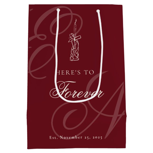 Sac Cadeau Moyen Luxury Old Money Retro Calligraphy Wedding (Dos)